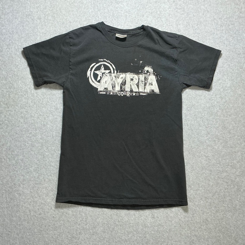 Ayria Flicker Band Graphic T-Shirt Black Hanes Heavyweight Small Industrial Tee